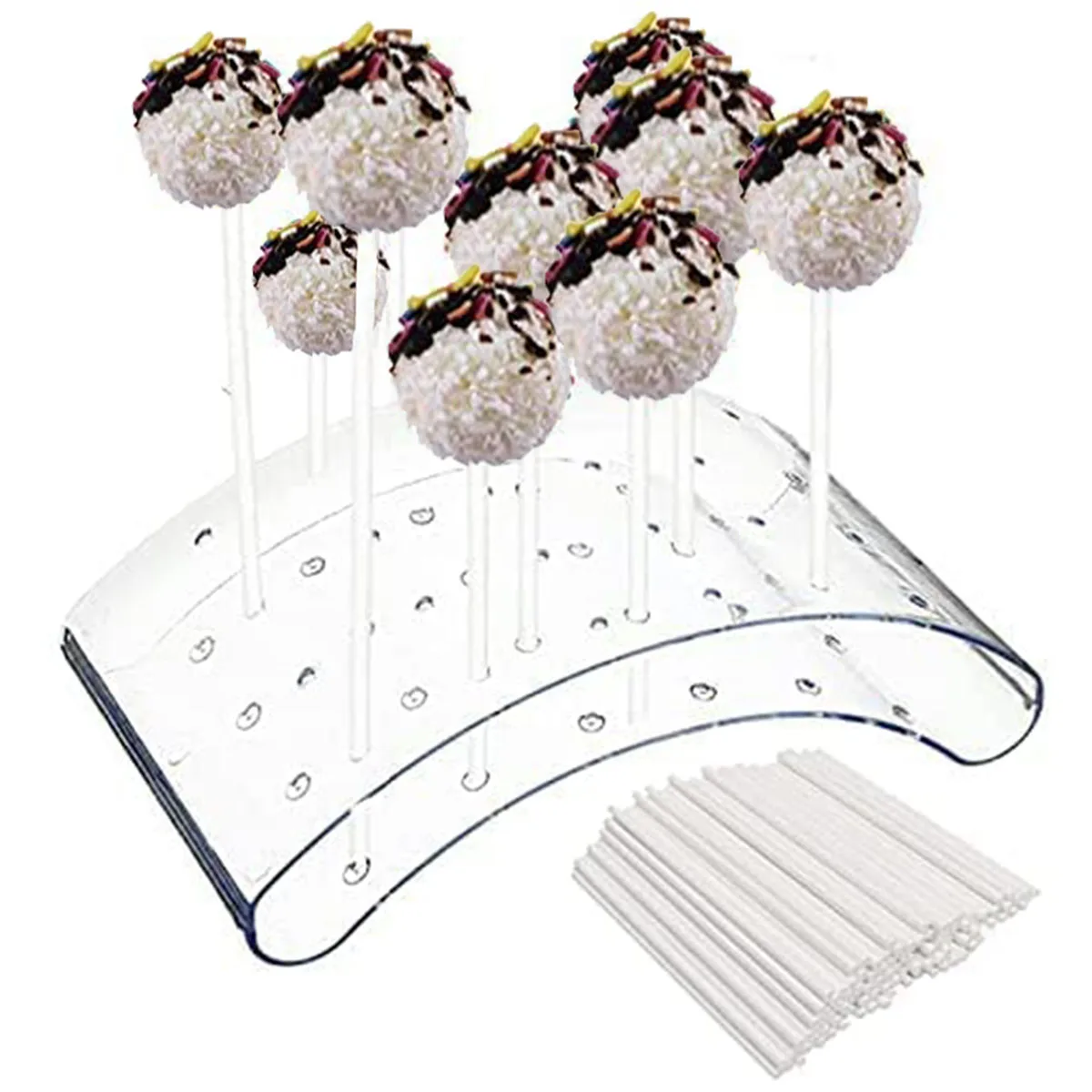 20 Holes Lollipop Stand Transparent Lollipop Display Stand Candy Holder Lollipop Shelf With 100 Sticks Pastry Tool Party Decor