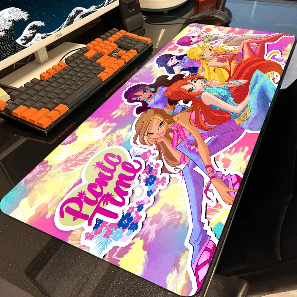 Anime Girl W-Winx Clubs Mousepad Large Gaming Mouse Pad LockEdge Thickened Computer Keyboard Table Desk Mat