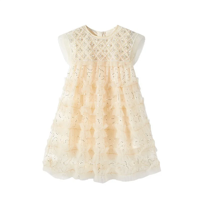 

Princess of a Thousand Gold2025New Summer Girls Lady Princess Lace Dress Hollow Summer Princess Dress