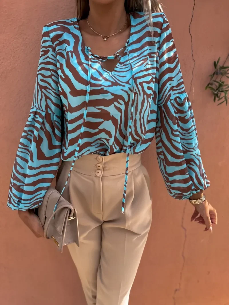 Женский пуловер с принтом зебры, СВОБОДНЫЙ Модный повседневный элегантный свитер с длинным рукавом и V-образным вырезом, Осень-зима 2024
