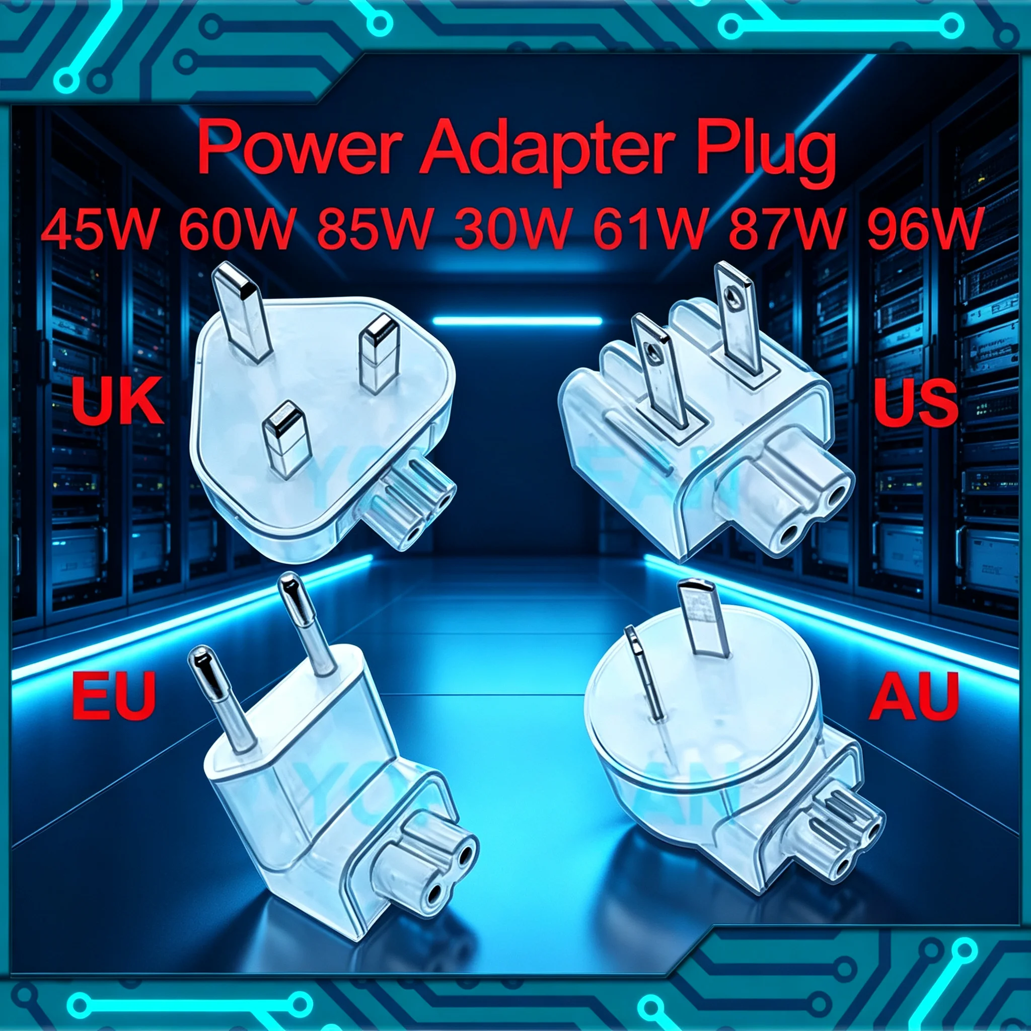Magnetic / USB-C Power Adapter Plug for MacBook Pro Air, Replacement Charger Plug, EU US UK AU, 45W 60W 85W 30W 61W 87W 96W