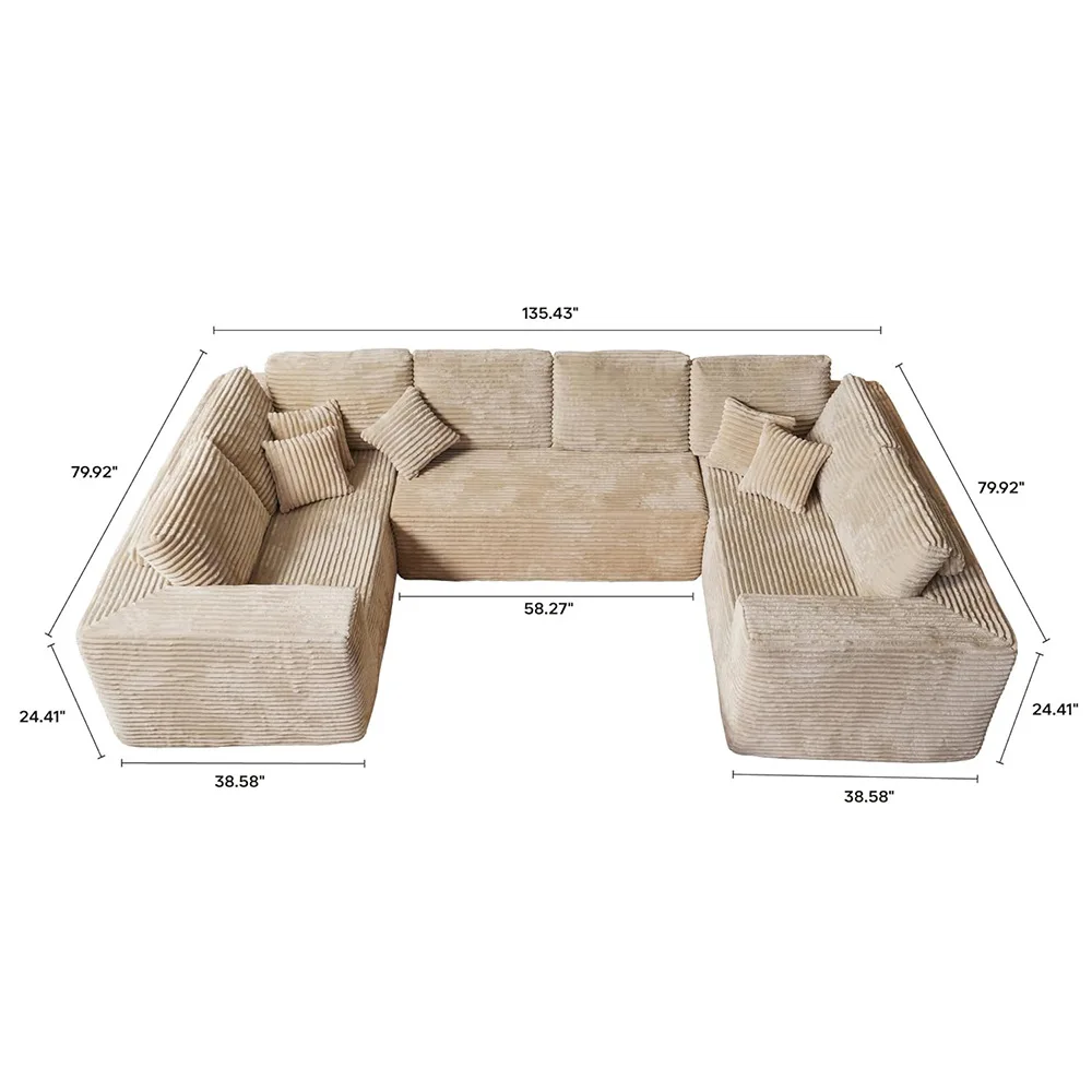 Same model living room furniture armrest U-shaped seat with pillow detachable and washable compressed sponge sofa