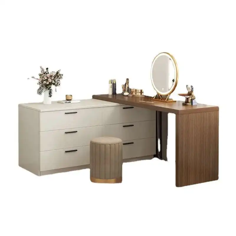 Nordic Girls Dressing Table Brown Storage Charm Luxury Dressing Table Bedroom Multifunctional Penteadeira Furniture Makeup