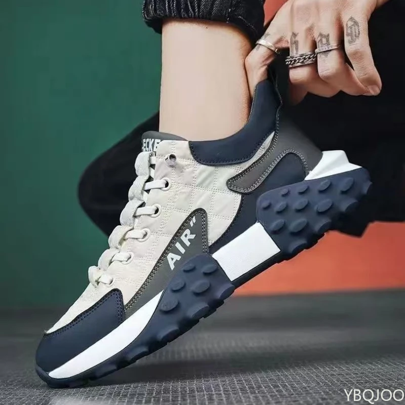 Duże Rozmiary Wiosenno-Jesienne Nowe Buty Męskie na Grubej Podeszwie Podwyższające Wzrost Casualowe Modne Uniwersalne Płaskie Sportowe Buty Męskie