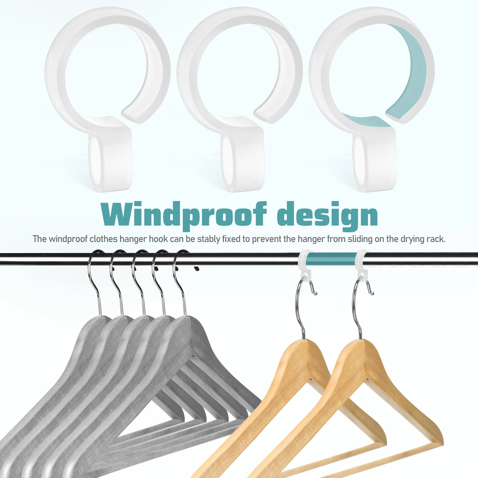 

24 pcs Hanger Hooks Plastic Clothes Drying Clips Rack Laundry Compact Design Windproof Hooks For Outdoor