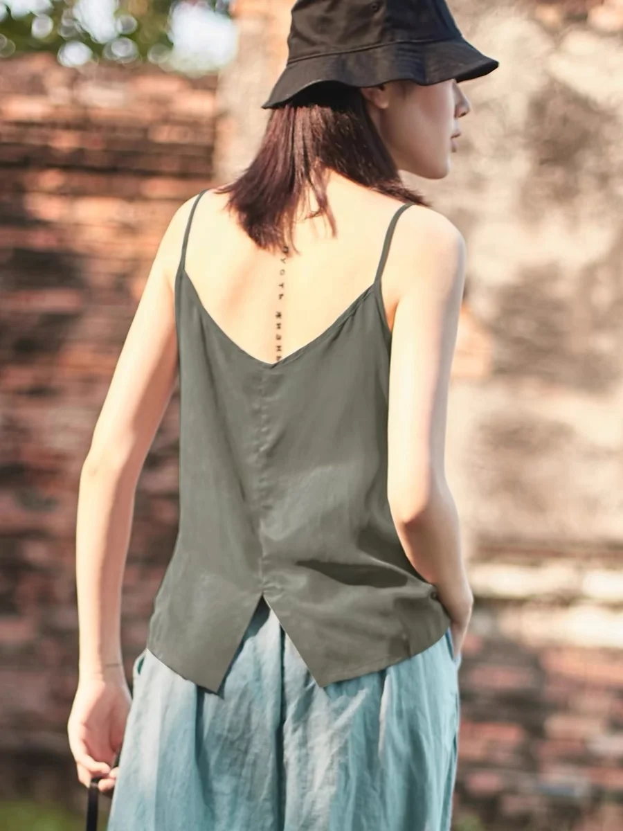 Damen Loose Fit Copper Ammonia Tead Csole Tank Top Lässige Innenbekleidung Basisschicht Top Große Größe Künstlerische Oberbekleidung