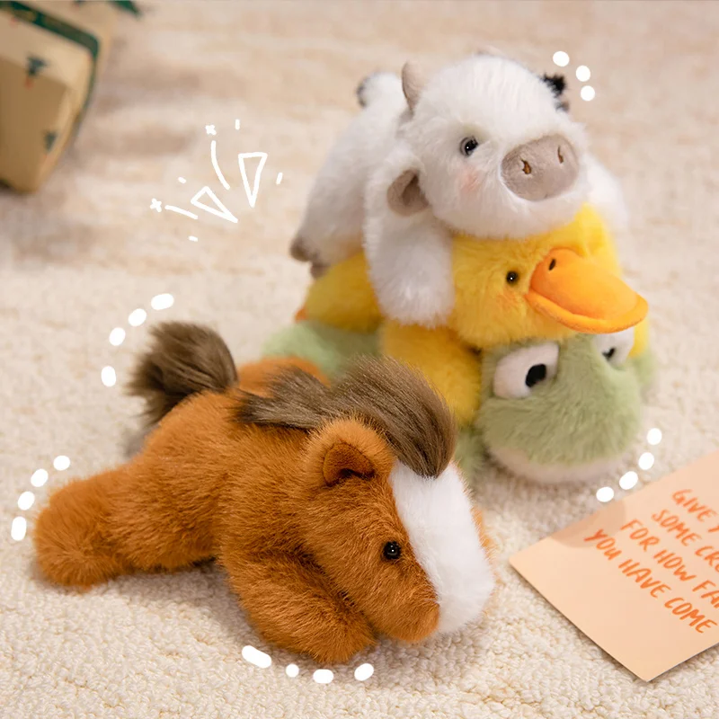 

18 см мультяшное лежачее чучело, милая лошадь, утка, корова, лягушка, плюшевые игрушки, каваи, офисный компаньон, плюшевая подушечка для запястья, кукла с поддержкой запястья