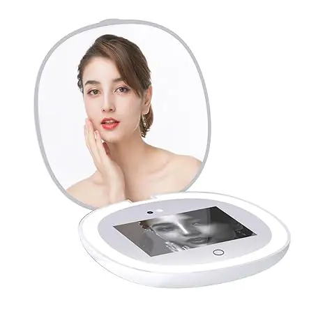 New Design Sunscreen Test UV Mirror 3X Magnification Travel Makeup Mirror 3 Color Light Adjustable LED Mirror