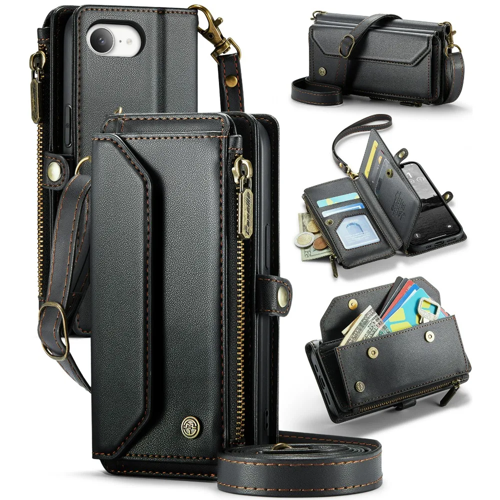 

Case For iPhone 17e 16e 2026 2025 Premium Faux Leather Flip RFID Protective Cover with Magnetic Card Function Cover Phone Case