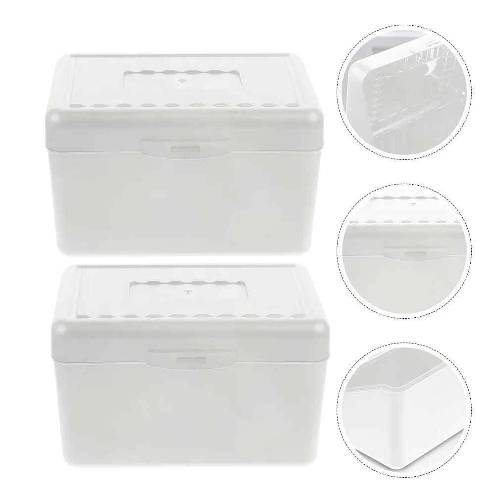 

2pcs Business Card Box Storage Organizer Desktop Index Card Holder Portable Office Cards Container Name Cards Organizer