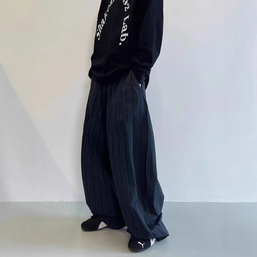 Trousers Vintage Black Blue Vertical Striped Wide-leg Pants Man Woman Spring Autumn New Fashionable Comfortable Loose Casual
