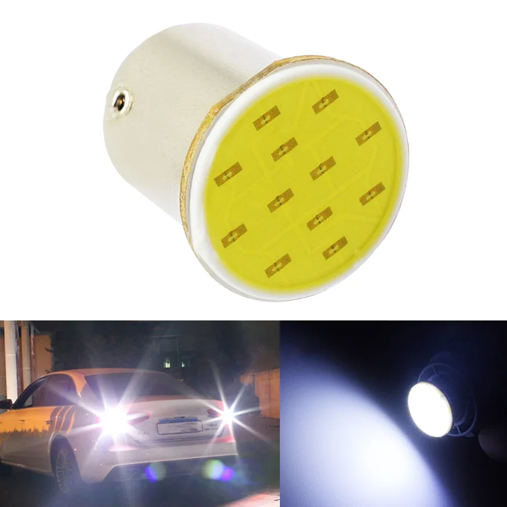 1X White Cob 12SMD 1156 BA15S 1157 BAY15D DC 12v Down Bulb Trailer Truck Auto Light LED Bulbs Parking Led Backup Lamps Lighting