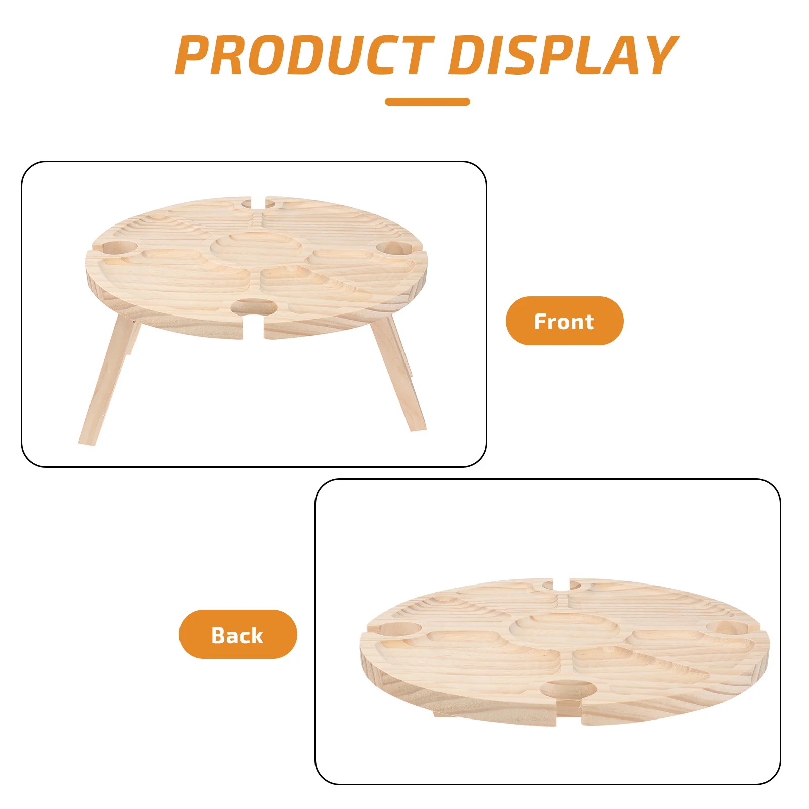 

1pc Wooden Dining Foldable Portable Foldable Table Round Picnic Snack Serving Desk Table Outdoor Garden Camping Beach