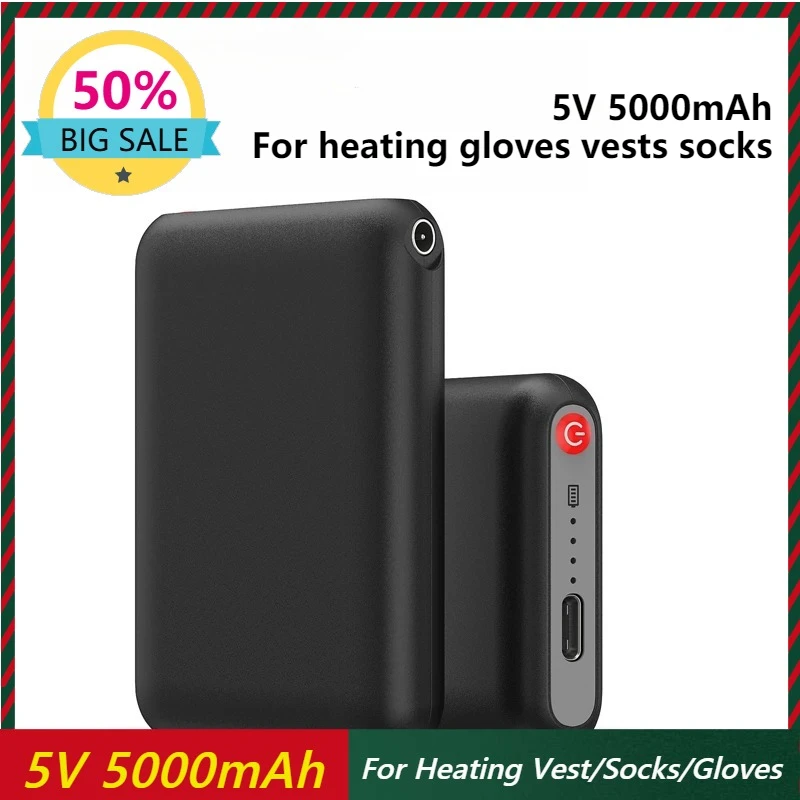 

Heated Gloves Battery Lithium Polymer Rechargeable Battery 5V 5000mAh for Heating Socks/Vest/Gloves - Long-lasting Power