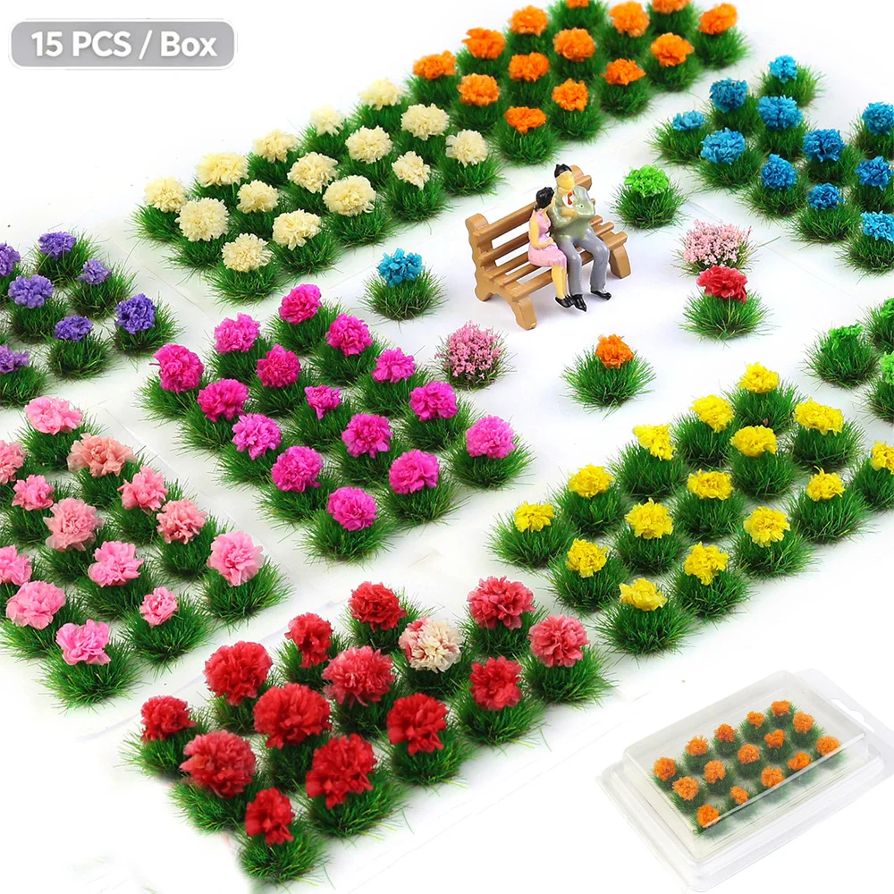 Miniature Flower Tufts Grass Bushes Model Kits DIY Building Sand Table Railway Layout Micro Landscape Decor Materials Diorama