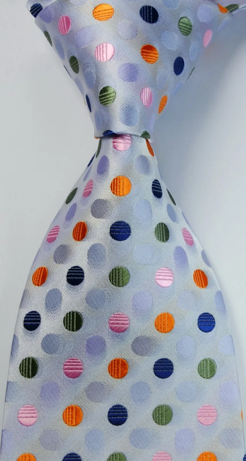 New Men's Silk Tie Classic Ploka Dot White Blue Pink JACQUARD WOVEN Handmade Silk Men's Tie Necktie