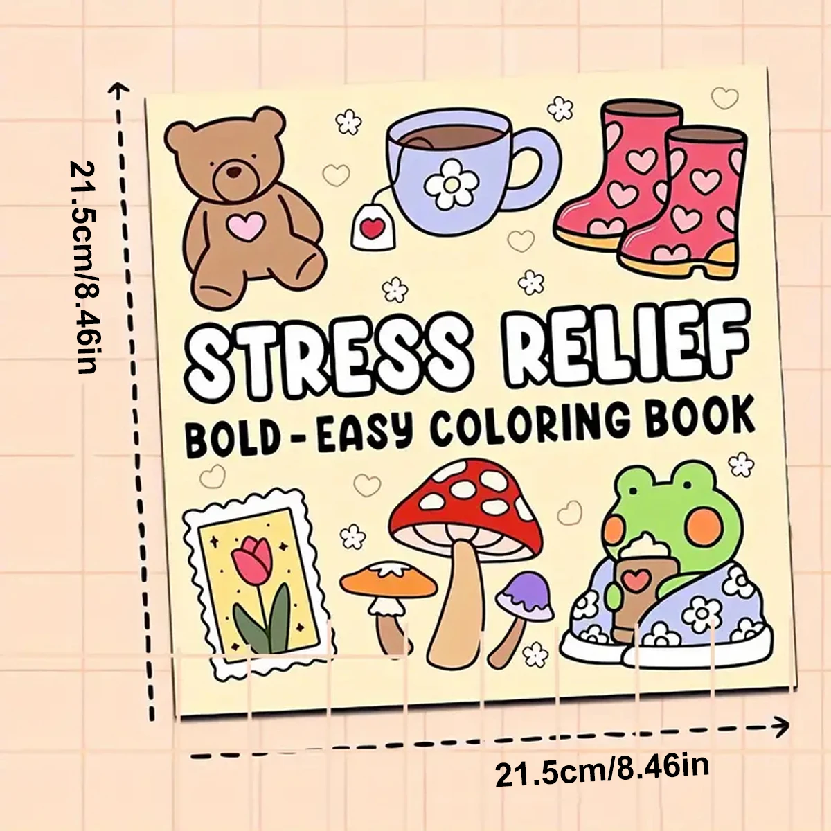 STRESS RELIEF Bold & Easy Coloring Book for Adults – Cute Designs, Perfect Gift for Parties, Birthdays & Christmas