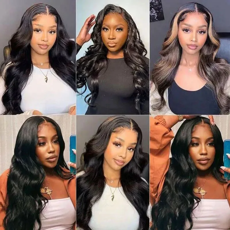 Perruque Lace Front Wig Body Wave Naturelle Noire, Cheveux Humains, 13x6 HD, 40 Pouces, 13x4, Haute Densité, Choix, pour Femme