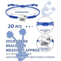 20Pcs Adjustable Cheerleading Charm Bracelets, Multi-color Set, Heart Megaphone Jewelry, Gifts for Girls, Team Accessories 2