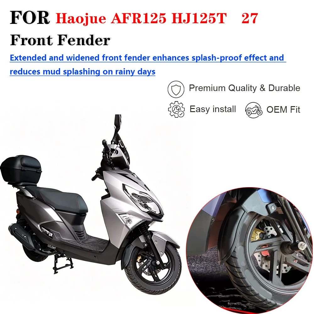 For Haojue AFR125 HJ125T‑27 Motorcycle Extended Widened Front Fender Mudguard Effective Splash Protection Modification Accessori