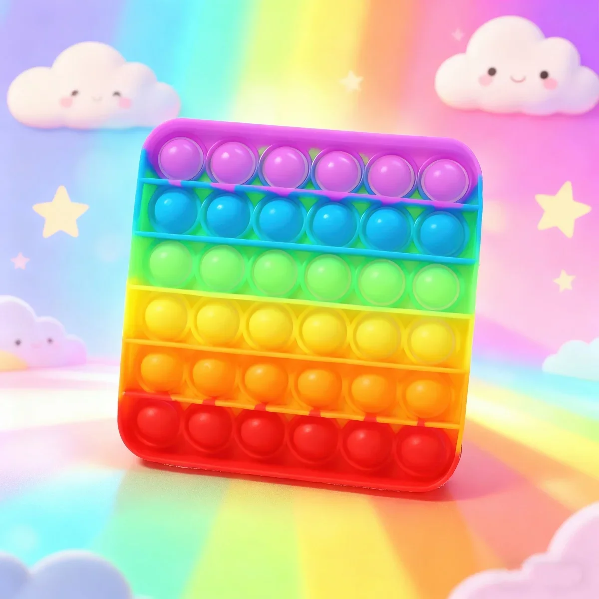 1pc Colorful Fidget Toy Rainbow Bubble Popper Tactile Stimulation for Stress Relief All Ages (Random Color)