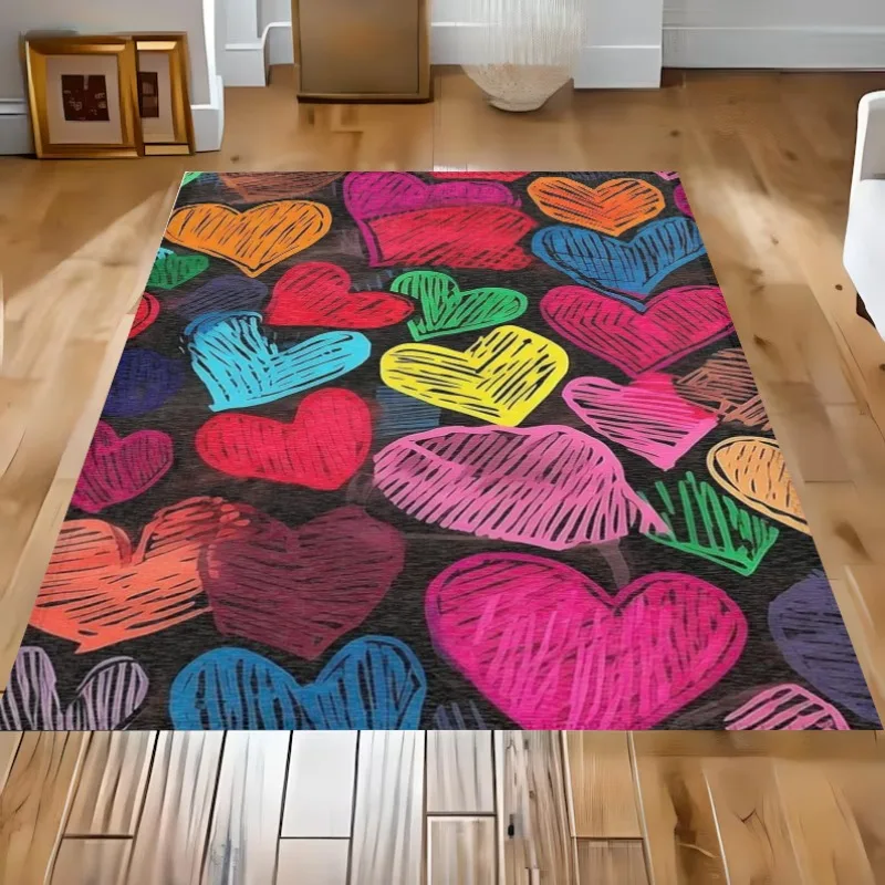 Graffiti Love Series Carpet Street Style Carpet Retro Decorative Floor Mat Creative Love Pattern Door Mat Valentine's Day Gift