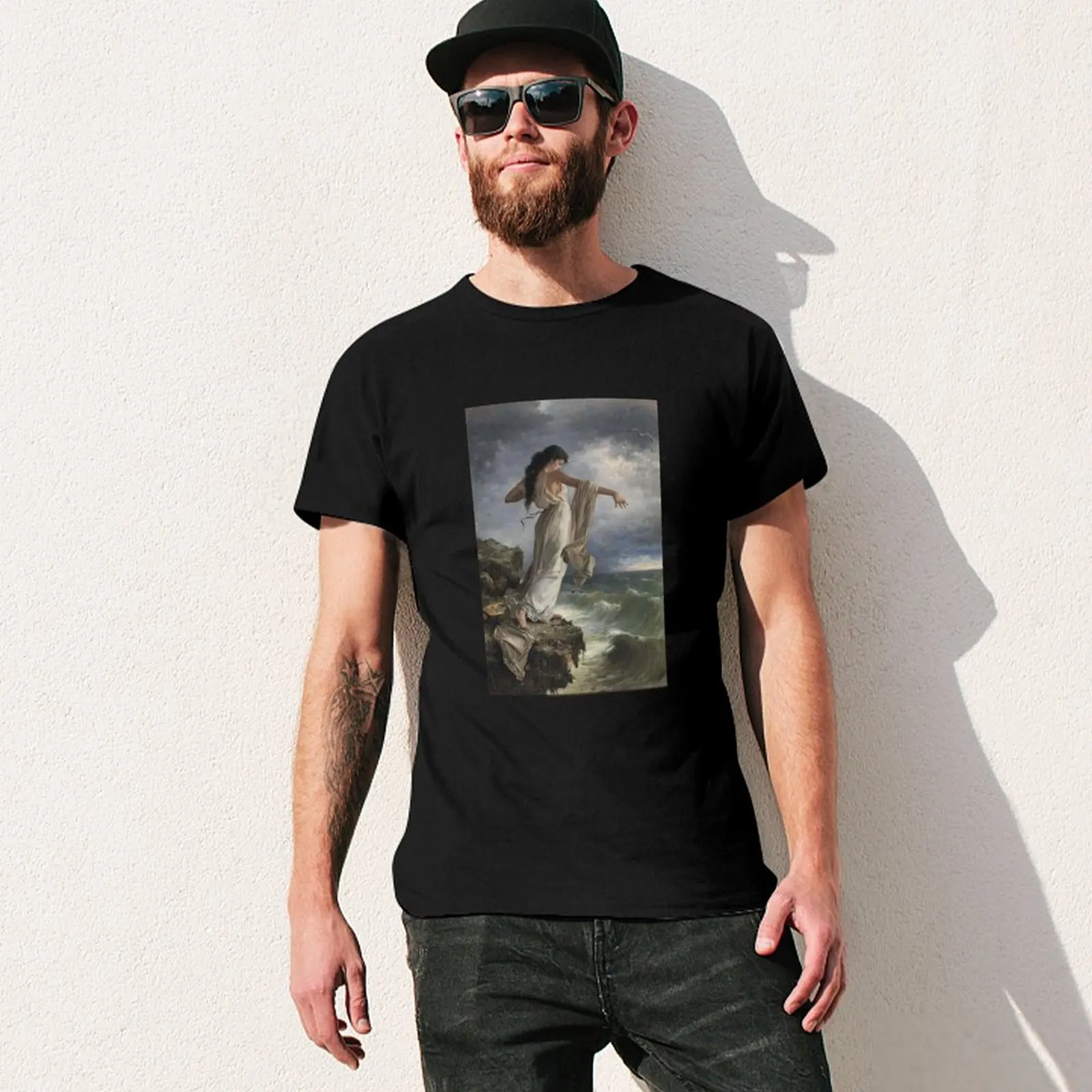 Death of Sappho by Miguel Carbonell Selva T-Shirt Large Size Basic Casual T-Shirt view 3