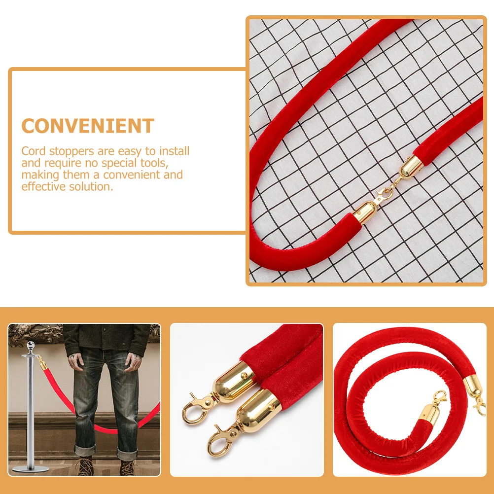 

4Pcs Rope End Cap Hooks Heavy Duty Barrier Rope Stopper for Queue Dividers Safety Barrier Crowd Control Accessories