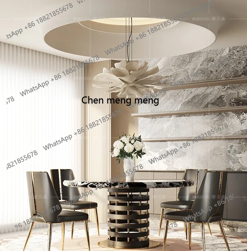 

Hot sales Italian light luxury round dining table, household high-end thickened imported luxury stone marble table
