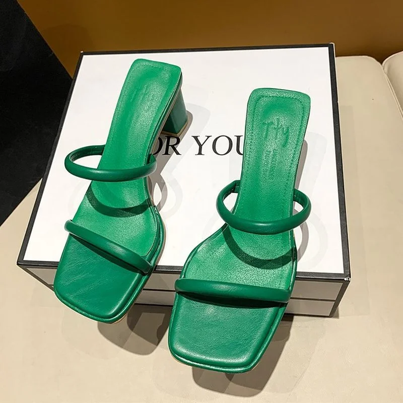 2022 Women Sandals Pumps Summer Fashion Open Toe High Heels Shoes Female Thin Belt Thick Heels Party Casual Female Shoes