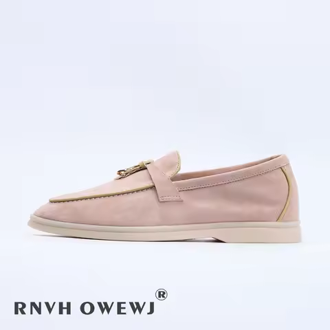 Unisex Suede Loafers Comfortable Casual Moccasins Slip-On Rubber Sole Fashion Mules Summer Footwear 2025 Trendy Women's Shoes