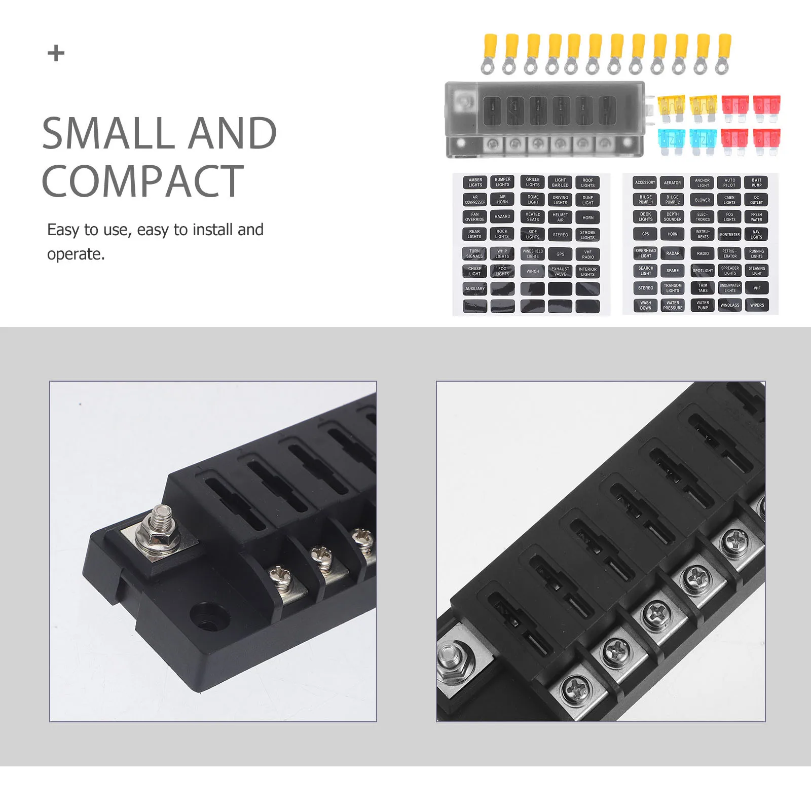 

1 set 1 Set 6 Way Automotive Fuse Block Marine Grade Car Boat Rv Truck Electrical Panel Ground Distribution Box Circuits