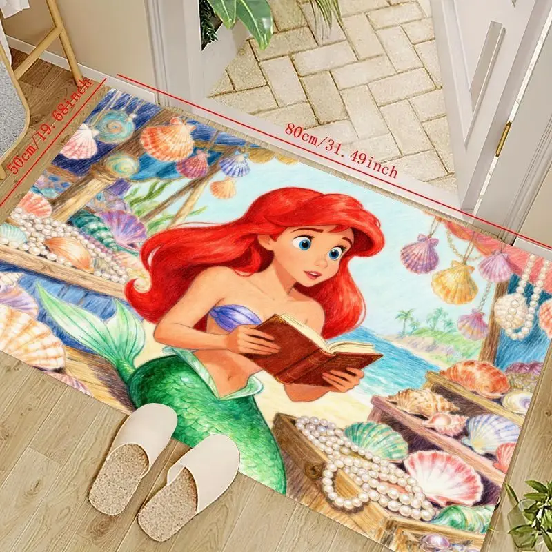 

1 шт., напольный коврик для чтения книг «Принцесса Диснея Ариэль Русалочка», нескользящий впитывающий коврик с милым мультяшным океанским пляжем для K