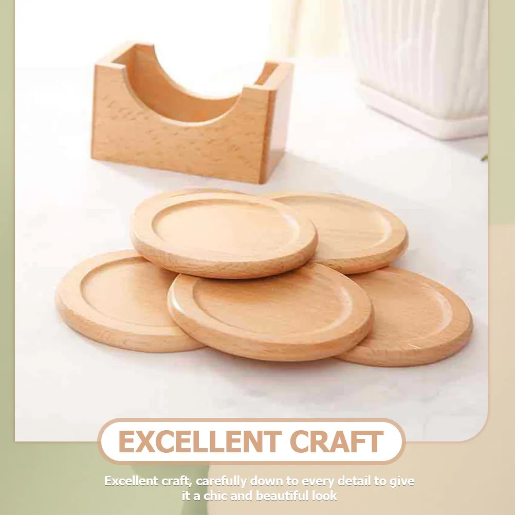 6Pcs Coffee Cup Coasters Rustic Wooden Drink Cup Holders for Home Office Table Protection Absorb Condensation Non-Slip Surface