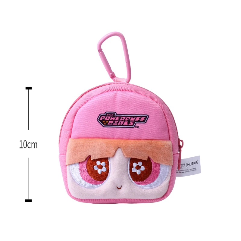 Monederos de felpa originales de 10cm y 13cm, bolsa colgante pequeña Powerpuff para niñas, bolsa de transporte para monedas con dibujos animados, almacenamiento de auriculares