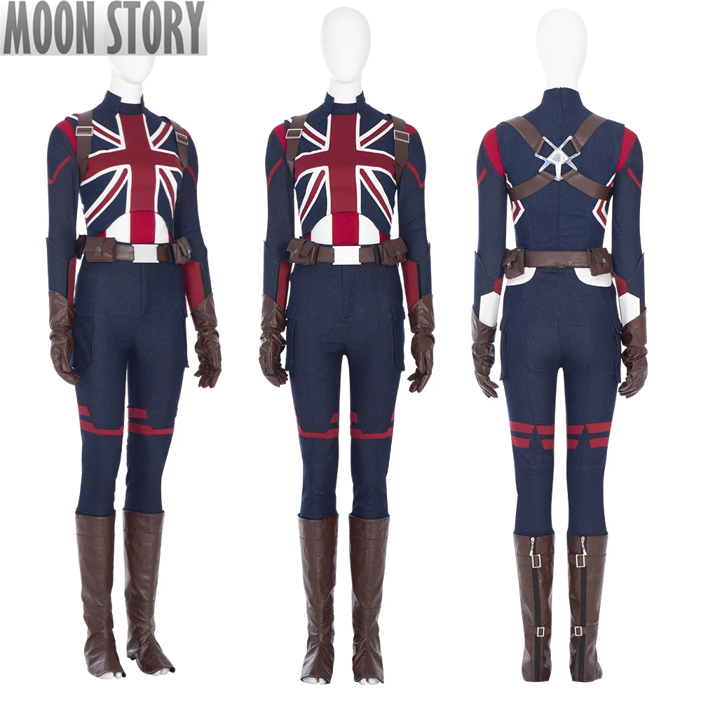 What if Superheroine Captain Carter Cosplay Costume Suit Shirt Braces Battle Outfit Halloween