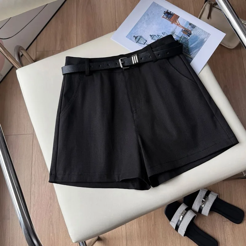 Shorts Women Straight Summer Trendy Korean Style High Waist Casual Pure Office-look Design Popular Temperament All-match Trouser