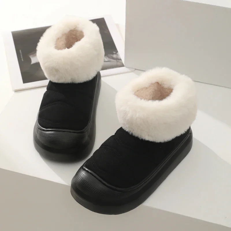 Women Thick Sole Suede Snow Boots Ladies Casual Warm Anti-slip Winter Cotton Shoes Female Outdoor Fashion Flat Footwear