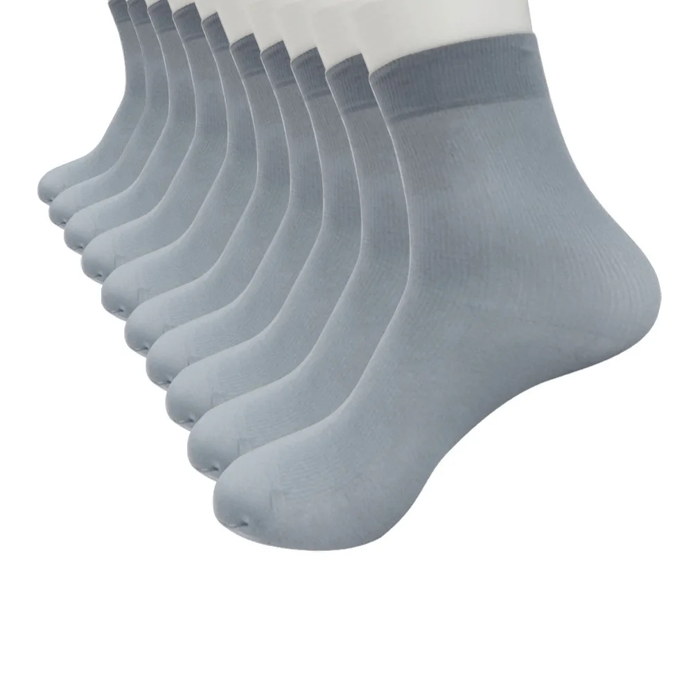 10 Pairs Thin Solid Color High Elastic Short  Stockings Men Basic Soft Comfortable Breathable Casaul Sports Mid-length Socks