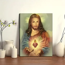 1pc Abstract Canvas Painting Jesus Holy Heart Wall Art Poster Divine Mercy Catholic Christian Picture Home Decor No Frame