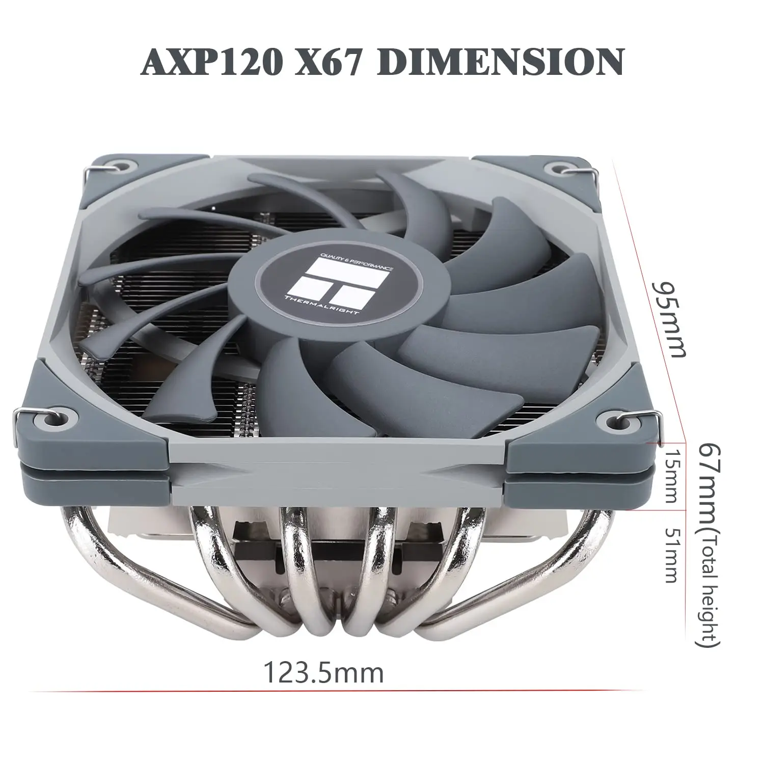 Enfriador de aire de CPU de bajo perfil, AXP120-X67 termalderecha con ventilador PWM de 120mm, 6 tubos de calor para AMD AM4 Intel LGA 1700 115X 1200 2011 2066