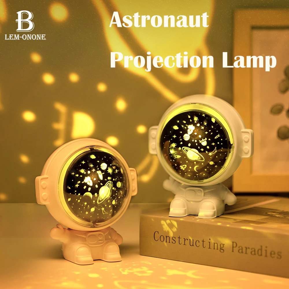 Astronauta Luz de Projeção com Música, Recarregável, 3 Cores, LED Nightlight, Espaço, Céu Estrelado, Oceano Padrão, Ambience Lamp, Presente