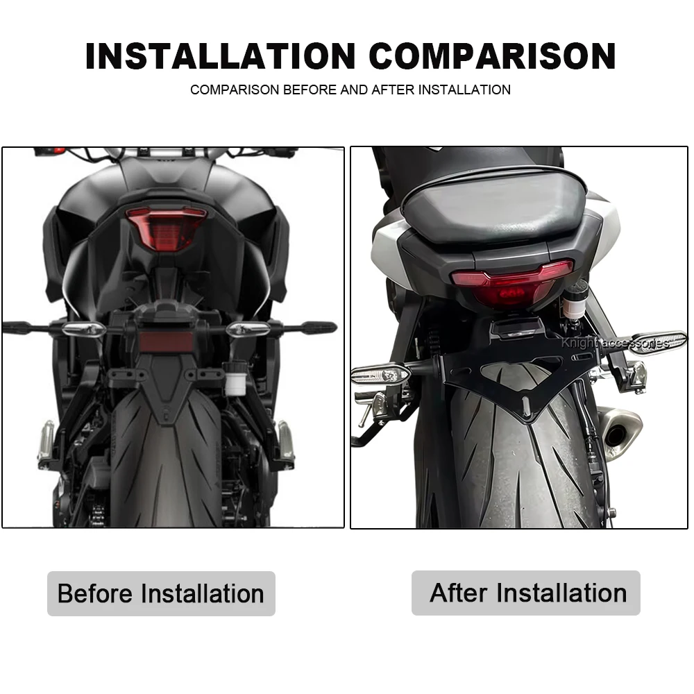 For MT07 MT-07 MT 07 mt07 2025- Motorcycle Rear Short Tail Stock License Plate Holder Tailstock Bracket Integrated LED Light