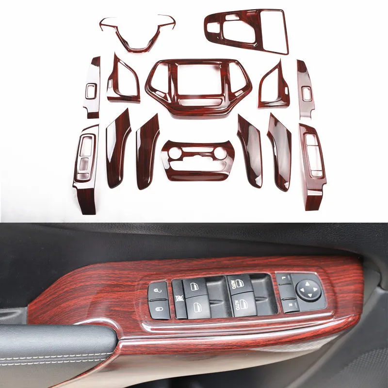 For 16 17 18 19 20 21 Jeep Free Light Mahogany Carbon Fiber Interior Modified Gear Armrest.