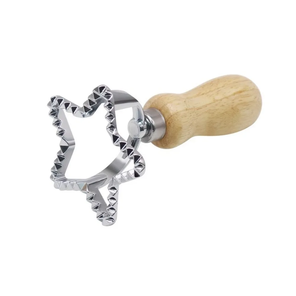 

Wooden Handle Cookie Stamps Stainless Steel S/L Pastry Cutters Square/Round/Heart/Star Durable Dumpling Skin Maker