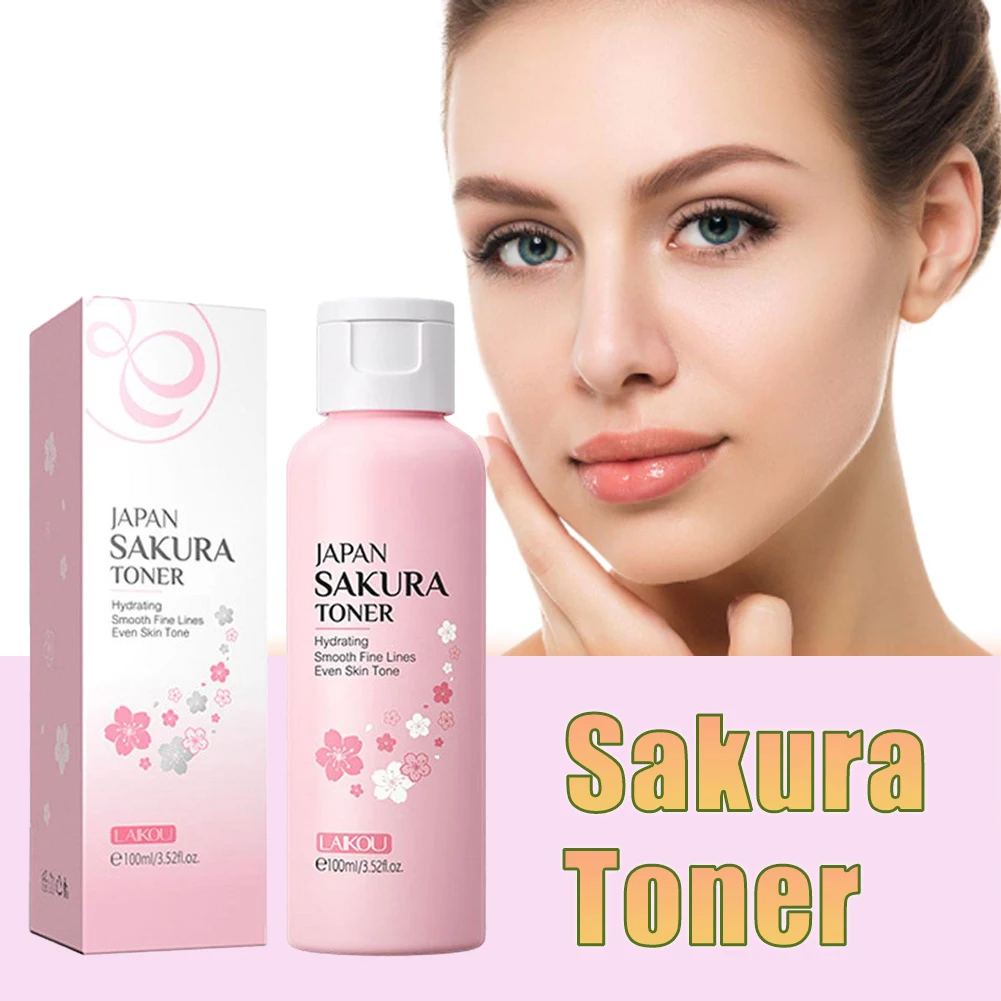 100ML Sakura Face Toner Moisturizer Feels Light Serum Skin Care Oil Control Deep Hydration Brightening Hydrating Moisturizing