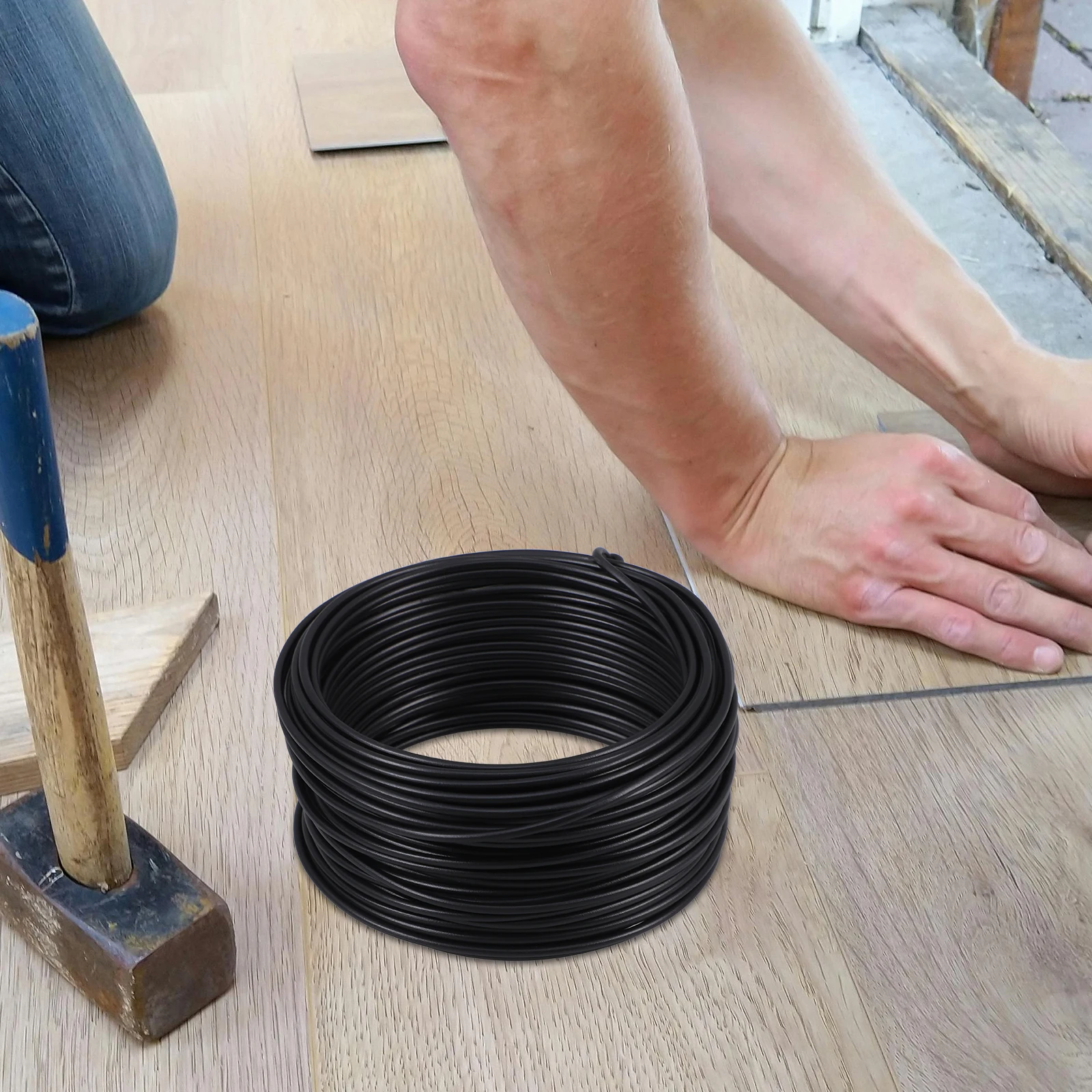 

2 Rolls Galvanized Iron Pvc Coated Wire Thick Heavy Duty Cable For Electrical Cord Bundling Industrial Zip Ties Strong Coated