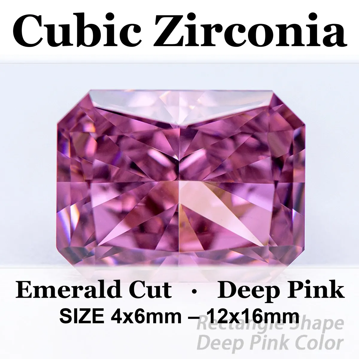 Cubic Zirconia Crushed Ice Cut Rectangle Shape Deep Pink Color Charms Loose Stones Used for Jewelry Making Inlay Main Materials