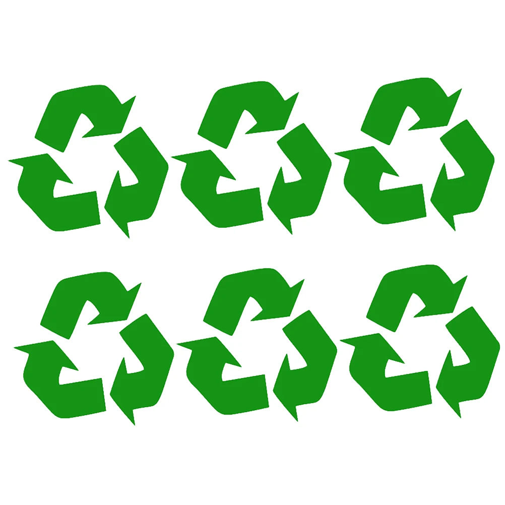 6 Pcs Recyclable Sign Stickers Green Self-adhesive Decals for Trash Bins Containers Recycling Labels Eco Friendly Storage