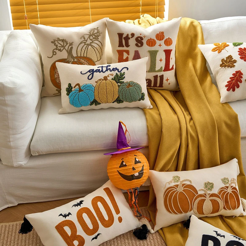 30x50/45x45cm Halloween Throw Sofa Pillow Cover Cojines Maple Pumpkin Thanksgiving Square Cushion Cover Headboard Pillowcases